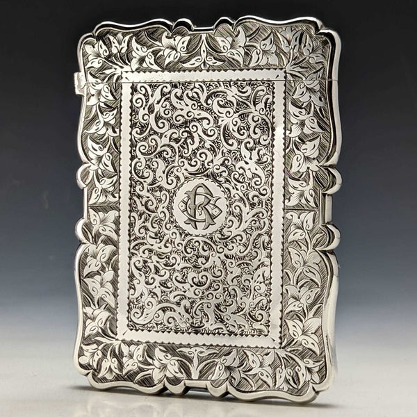 1877年 英国アンティーク 純銀(925シルバー)カードケース 62g Frederick William Bauer